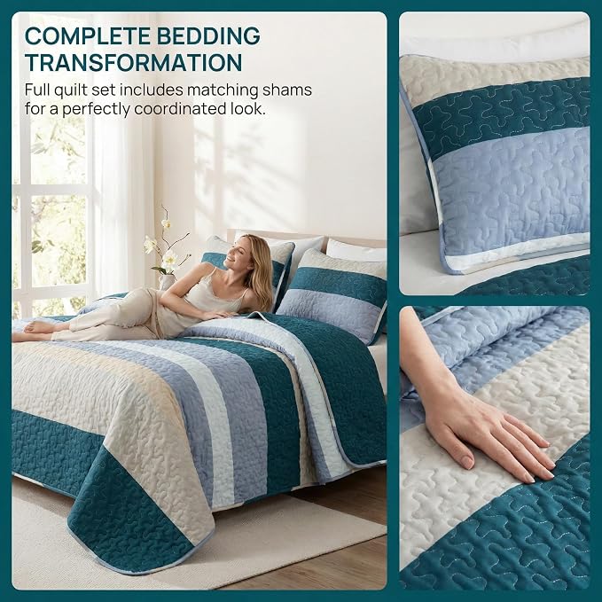 Whale Flotilla Reversible Navy Blue Quilt Twin Size - Image 3