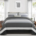 Dinjoy California King Striped Quilt Set, Breathable All-Season, 3-Piece Set by DINJOY