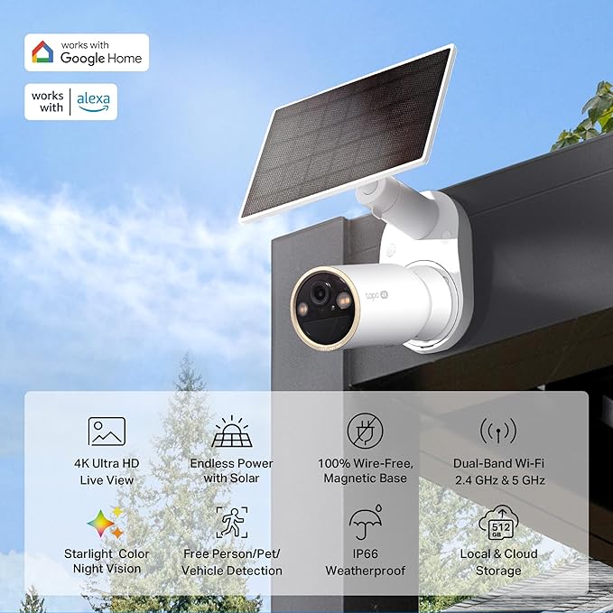 Tapo MagCam 4K Outdoor Wireless Security Camera – Battery Power with Solar Charging, Magnetic Mount, Person/Vehicle Detection, Subscription-Free Local or Optional Cloud, Works with Alexa, C460 KIT