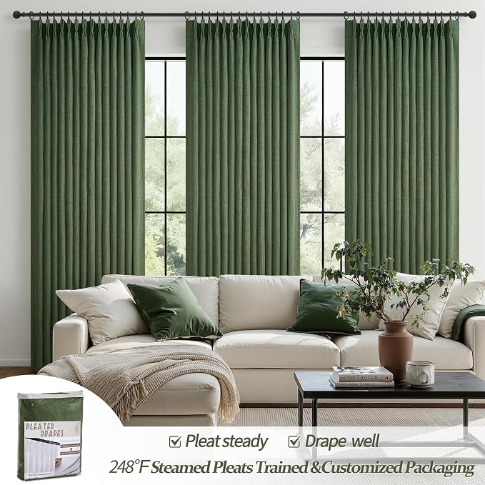 Blackout Dark Green Viral Curtains 90 Inches Long - Image 5