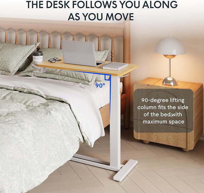 FLEXISPOT H7 28" Pneumatic Height-Adjustable Overbed Table - Image 6