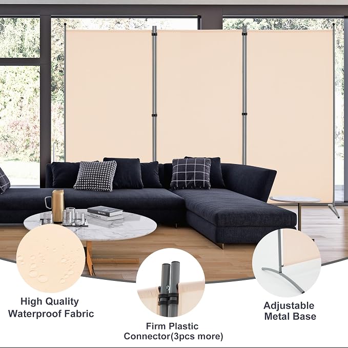 Spurgehom 3 Panel Room Divider Folding Partition Privacy Screens | Freestanding - Image 2