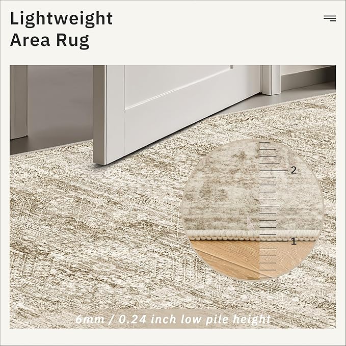 Soalmost 10x14 Area Rugs for Living Room Washable Rug Non-Slip Brown | Large - Image 8