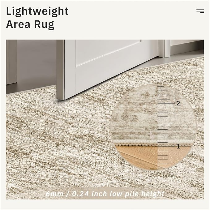 Soalmost Hallway Runner Rug 2'6" x 14' Washable Long Kitchen Rugs Brown | - Image 7