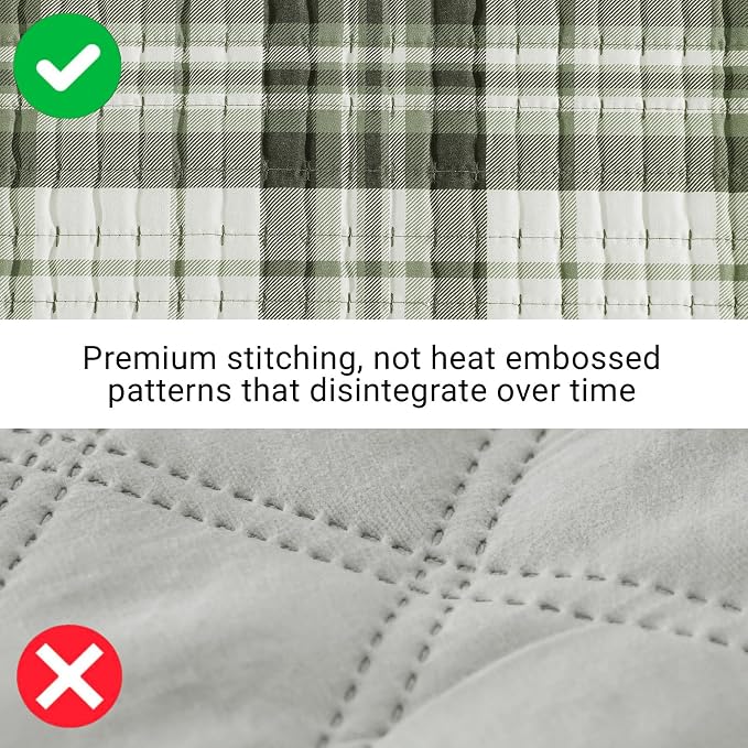 Twin Quilt-Lightweight Bedspread Plaid Quilt Twin Size Quilt Bedding Set | - Image 6