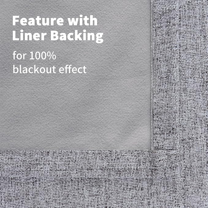 YoungsTex Grey Linen Blackout Curtains 72 Inches Length - Image 7