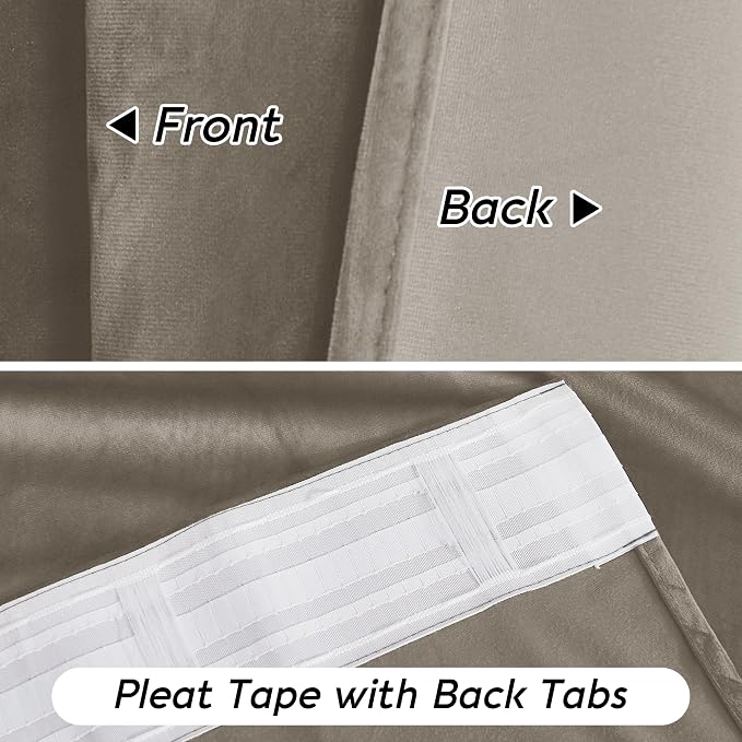 RYB HOME Taupe Velvet Curtains 84 inches - Image 5