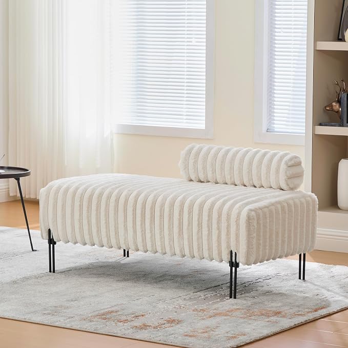 KEIKI 49.6" Upholstered Sofa End of Bed Bench Ottoman Footrest, Mini Loveseat - Image 3
