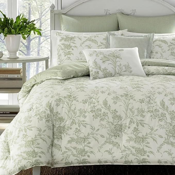 Laura Ashley - Queen Size Bonus Comforter Set, Reversible Cotton Bedding by Unknown