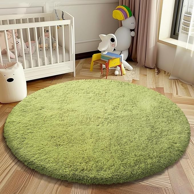 Grass Green Round Shag Area Rug - Image 7
