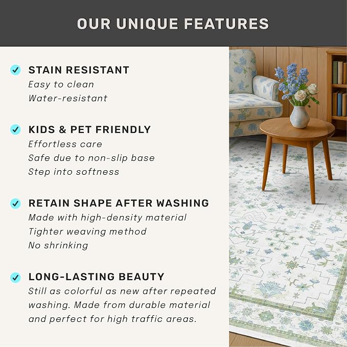 Washable Boho Bathroom Rug 2x3 - Image 7