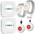 CallToU Caregiver Pager Wireless Call Button Nurse Alert System 500+ Feet for Home/Elderly/Patient/Disabled 2 Plugin Receiver 2 Waterproof Transmitter 2 Watches Transmitter