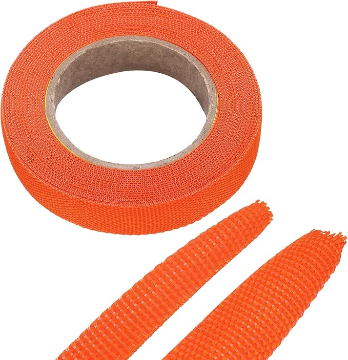 MECCANIXITY Braided Cable Sleeves Heat Shrinkable Fabric Sleeving, 3/8" 16ft Orange 2:1 Ratio Heat Shrinkable Cord Protector for Harness Cable, Network Cable Protection, Cable Management