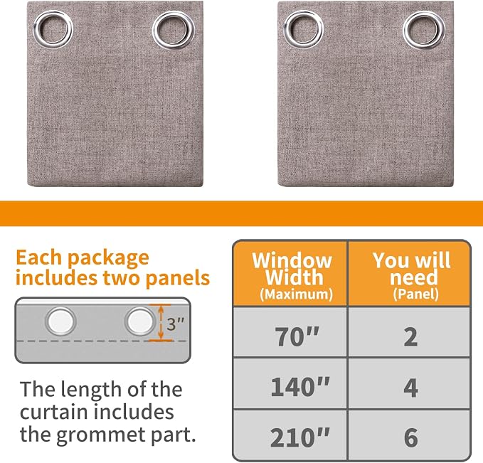 YoungsTex Blackout Linen Curtains 72 Inches Length - Image 9