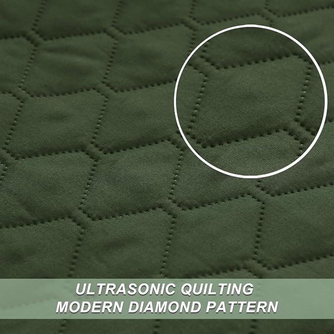 Exclusivo Mezcla Reversible Twin Quilt Bedding Set, Olive Green | Lightweight - Image 4