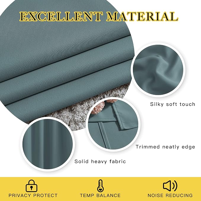 NICETOWN Greyish Blue Room Darkening Curtains 90 inch Length - Image 4