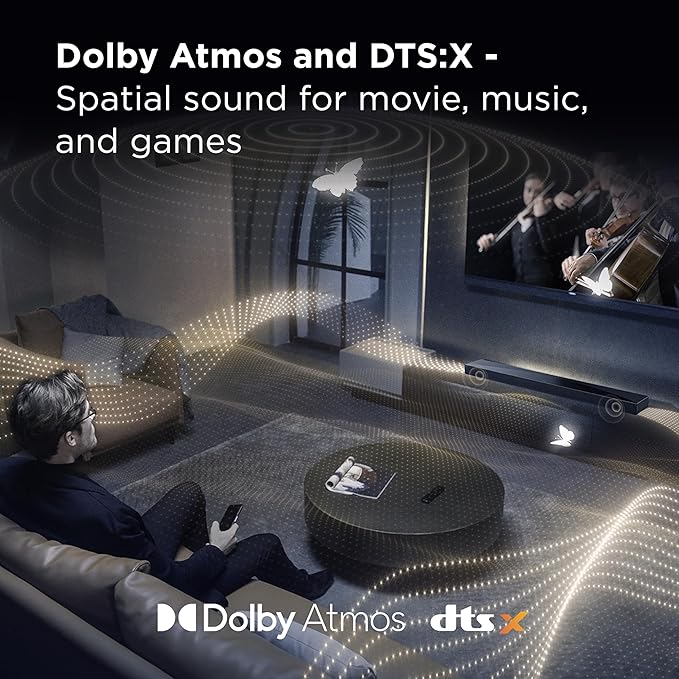 TCL Q65H 5.1 Sound Bar with Wireless Subwoofer for Smart TV | Dolby Atmos DTS:X Auto Room Calibration| 580W Power Bluetooth Home Theater Speaker with Bass | App Control & Remote Control | Latest Model