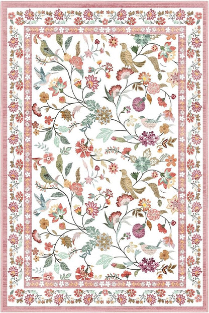 50"x60" Pink Floral Office Chair Rug, Easy to Clean Computer Chair Rug, Under Desk Rugs for Home Office, Desk Rugs for Rolling Chairs, Floor Mat for Hardwood Floors, Desks Carpet for Tile Floor