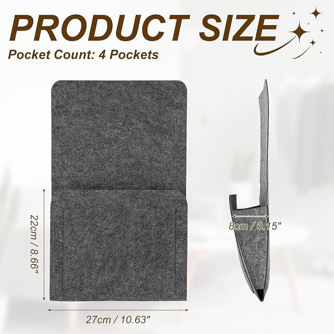 uxcell 4 Pockets Bedside Caddy, Bed Hanging Storage Bag Holder - Image 2