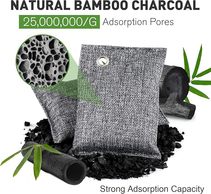 TUXIYA 20Pack Activated Charcoal Odor Absorber, Odor Eliminator for Strong 0dor,Shoe Deodorizer,Bamboo Charcoal Air Purifying For in Car,Closet,Shoe, Basement,(100g /3.53oz Each)