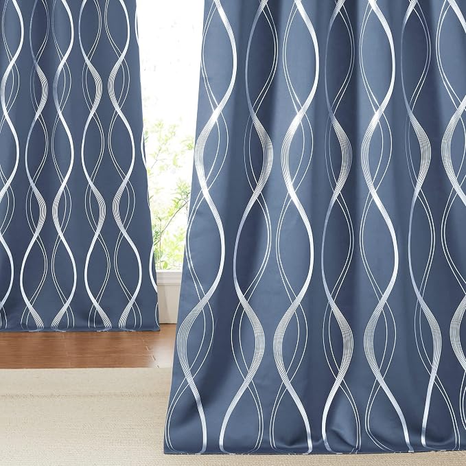 NICETOWN Stone Blue Blackout Curtains 90" Length 2 Panels Set by NICETOWN