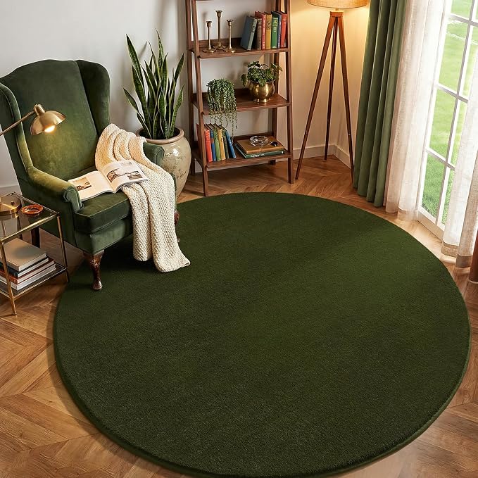 Olive Green Round Area Rugs 4ft Circle Rugs by AmeareaDirect