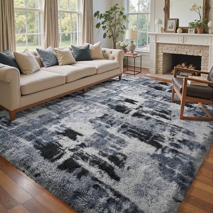 6x9 Ft Large Shag Rugs for Living Room Decor, Tie-Dyed Ultra Soft Fluffy Furry by Cuzwlovita