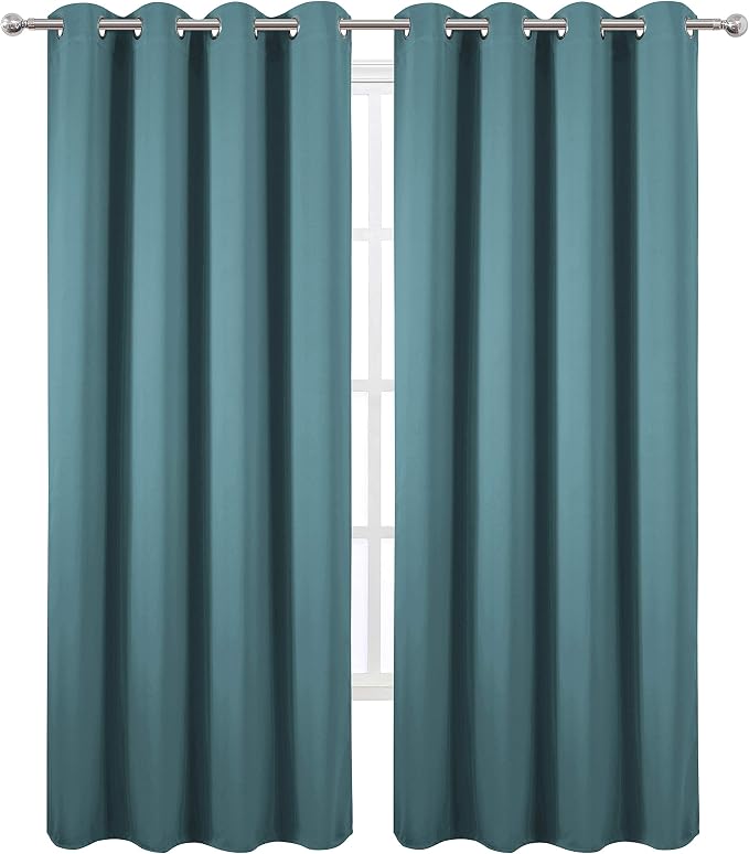 Sea Teal Thermal Blackout Curtains/52 x 95 Inch/Set of 2 Panels Room Darkening - Image 2