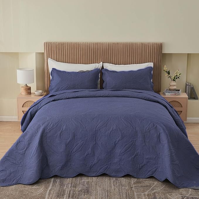Kingnex King Size Bedspread Soft Lightweight Quilted Coverlet Set 3 Pieces 1 - Image 2