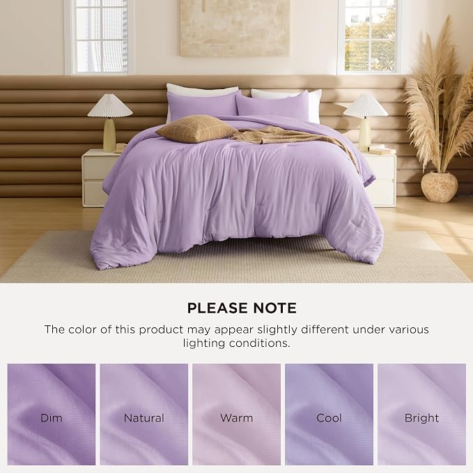 Bedsure King Comforter Set, Lavendar Soft Prewashed Bedding - Image 8