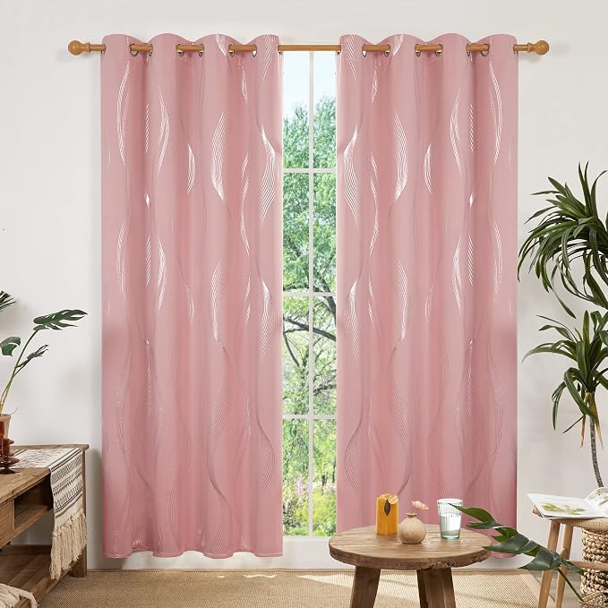 Deconovo Curtains for Living Room, Pattern Blackout Curtains 84 Inches Long | - Image 2