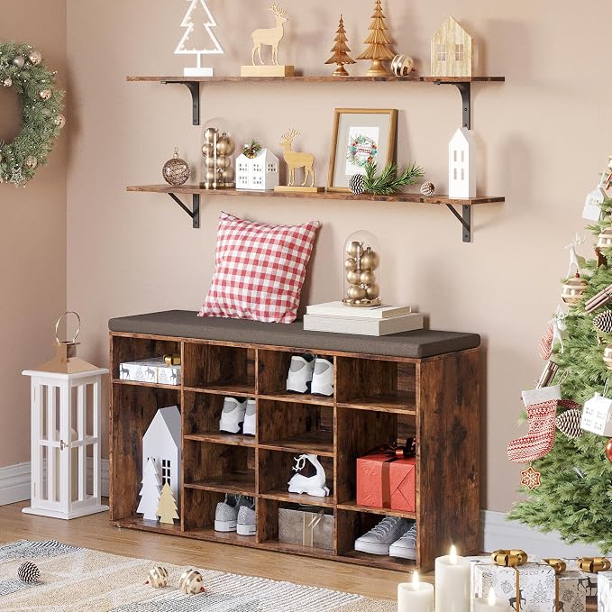 Long Wall Shelves, 55.1Inch Wooden Wall Mounted Shelves, Metal Brackets - Image 2