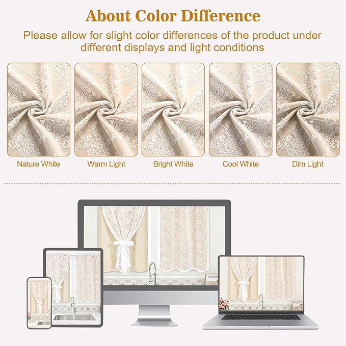 Yinhua Blackout Curtains for Bedroom Double Layer Beige Curtains for Living - Image 7