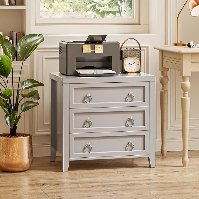 Huuger Paint Night Stand with Charger Station, 3 Drawer Nightstand Set of 2 | - Image 8