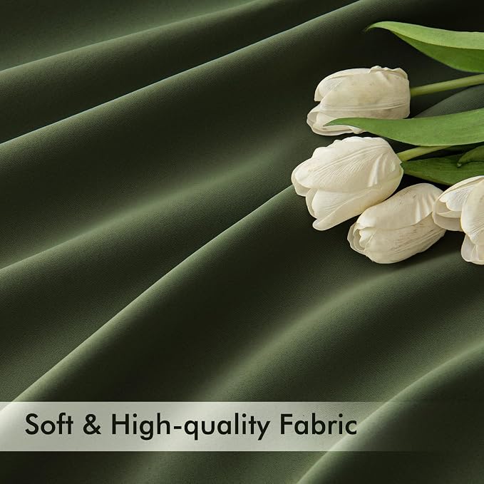 MIULEE Olive Green Back Tab Blackout Curtains 52x96 Inch Long 2 Panels Set | - Image 6