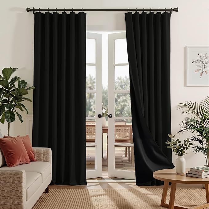 RYB HOME 100% Blackout Black Curtains by RYBHOME
