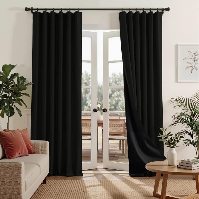RYB HOME 100% Blackout Bedroom Living Room Curtains 96 inches Long 2 Panels | by RYBHOME