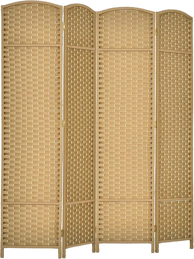 HOMCOM Room Divider 4 Panel Folding Privacy Screen 5.6' Tall Black | Folding PP by HOMCOM