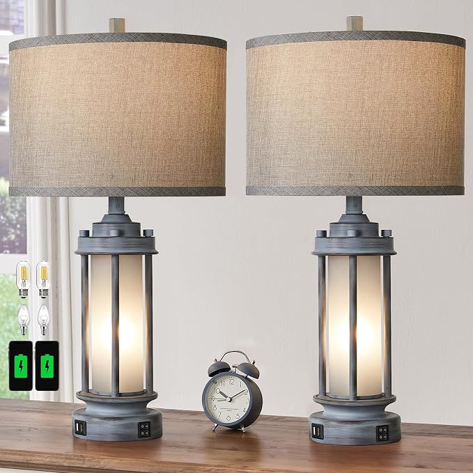 AIEAMPDO Set of 2 Rustic Table Lamps - Image 2