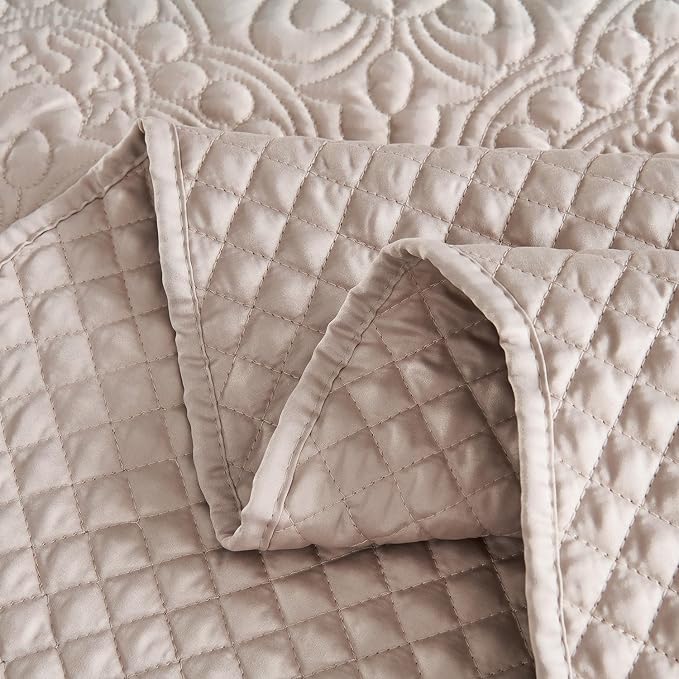 Cmfshape Floral Embroidery Quilt Set, 3 Pieces King Quilt Bedding Set, - Image 7