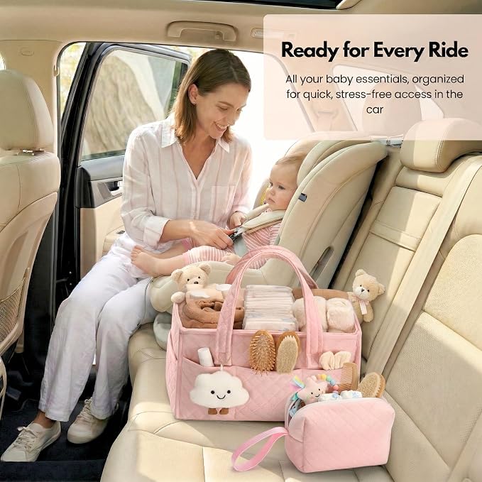 Baby Diaper Caddy Organizer, Baby Basket Shower Gift, Portable Changing Table - Image 4