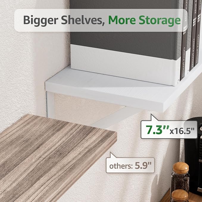 Wall Shelves 7.3" Deep Solid Paulownia Wood | 15mm Thick, Wider & Longer & - Image 3