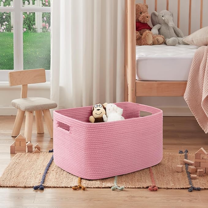 OIAHOMY 75L Blanket Basket, Woven Cotton Rope Basket - Image 6