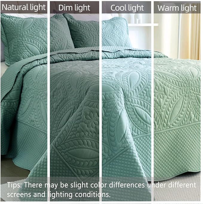 Cmfshape Oversize King Bedspread 120"x120", 3 Piece California King Quilt - Image 4