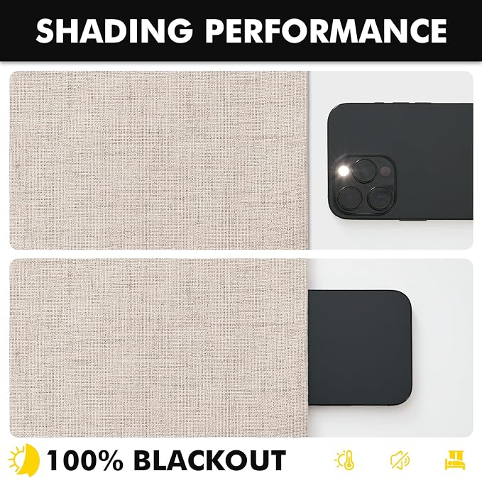 MIULEE 100% Blackout Linen Curtains 42 x 72 Inch Natural 2 Panels | Thermal - Image 7