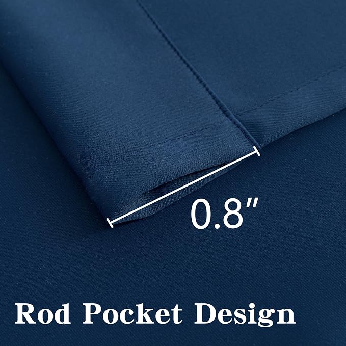 IGEMAEVE Blackout Curtains for Bedroom Rod Pocket Navy Blue 52" W x 84" L | - Image 3