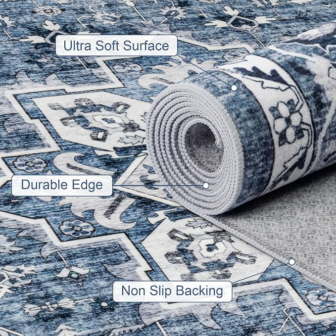 3x5 Area Rugs Living Room: Washable Vintage Rug - Image 8