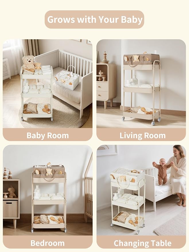 Baby Diaper Caddy, 3 Tier Rolling Cart - Image 6