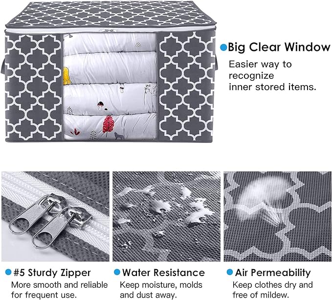 WISELIFE Storage Bags, Large Blanket Clothes Organization and Storage Containers - Image 3