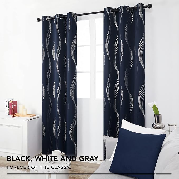 Deconovo Curtains for Living Room, Pattern Blackout Curtains 72 Inches Long | - Image 3